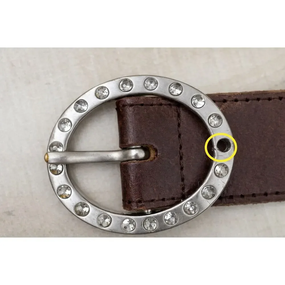 AEO Genuine Leather Brown Belt Size M Studded Circle Buckle Western Boho Casual
